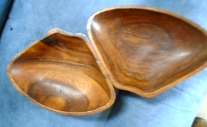 2 Hand Crafted Replacement 8 X 5.5" Monkey Pod Hardwood Lazy Susan Serving Bowls - Picture 1 of 4