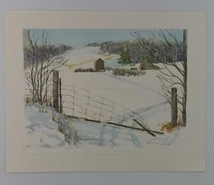 Vintage Christmas Card Front, Path To The Homestead, Broken Fence - No Back - Picture 1 of 2