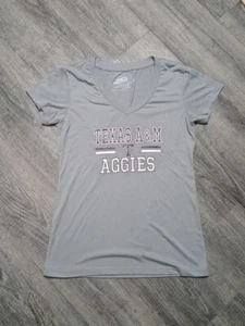 Texas A&M Aggies Campus V-Neck T-Shirt Women's Large Gray NCAA Comfort 12th Man - Picture 1 of 7
