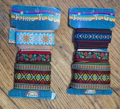 TRIMTEX VTG Embroidered Trim Lot Of 7 Lengths Cut Trims Floral and Geomemetric - Image 1 of 4