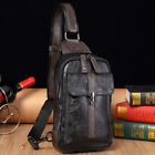 Sling Backpack Men's PU Leather Crossbody Bag Chest Bag Sport Sling Shoulder Bag