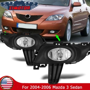 Fog Lights For 2003-2006 Mazda 3 4 Door Sedan Clear Lens Chrome Housing Lamps - Picture 1 of 8