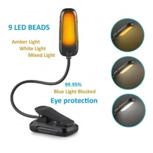 Clip On Book Light, Rechargeable Blue Light Blocking 9 LED Reading Light Lamp - Picture 1 of 6