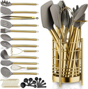 Gold Kitchen Utensils Set, 38 Pieces Non-stick Silicone Cooking Tools - Picture 1 of 8