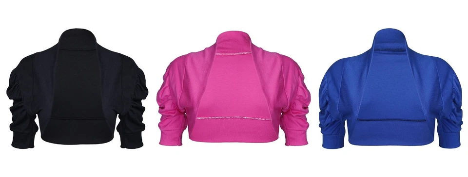 Womens Ruched Sleeve Cropped Bolero Cardigan Shrug Plus Sizes - Image 1 of 1