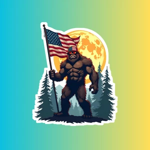 Bigfoot patriotic sticker vinyl decal American flag yeti sasquatch USA freedom - Picture 1 of 3