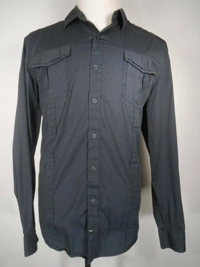 Hermosa Camisa Para Hombre XXL 7 Diamantes Azul Ligeramente Texturizada Rayas Manga Larga Foto 1 de 4