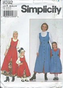 S 8292 sewing pattern Mother 6-16 Daughter 3-7 JUMPERS & PETTICOATS sew Charming - Picture 1 of 1