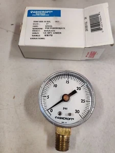 Ashcroft 20W1005-H-02L-30# 2" Pressure Gauge 30 PSI LM 1/4" NPT New in Box - Picture 1 of 3