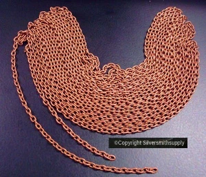 Jewelry chain fine link cable Copper plt 4x2.5mm DAPPED 10 links in 12' PCH046C - Picture 1 of 6