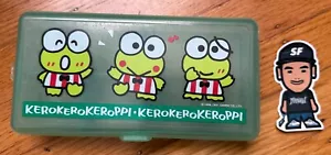VTG 1991 SANRIO KEROPPI CLEAR GREEN PENCIL CASE JEWELRY BOX STASH ORIGINAL FROG - Picture 1 of 5