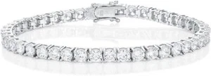 Diamond Treats Womens Tennis Bracelet, Solid 925 Sterling Silver Bracelet - Picture 1 of 2