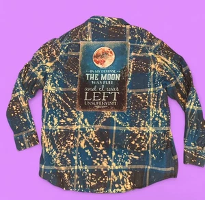 Camisa completa Angry Minnow para hombre XXL azul con botones de franela en mi defensa Moon Was RACK - Imagen 1 de 7
