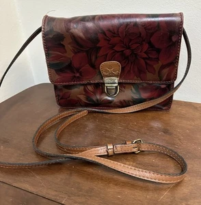 Patricia Nash Brown Crossbody Purse Leather Rustic Mums Laurentina - Picture 1 of 19