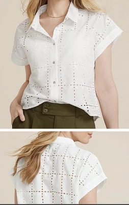 Blusa para mujer Vigoss XL con ojales de encaje blanca bordada recortada Cottagecore nueva con etiquetas Foto 1 de 4