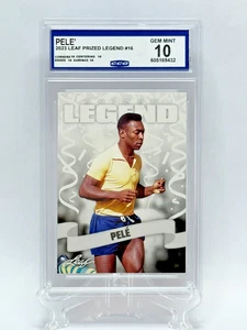 2023 Leaf Prized Legend Soccer Card #16 Pele Brazil CCG 10 GEM MINT - Picture 1 of 3