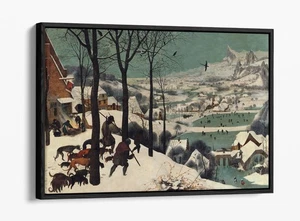 HUNTERS IN THE SNOW, PIETER BRUEGEL- FLOAT EFFECT FRAMED CANVAS ART PRINT - Picture 1 of 12