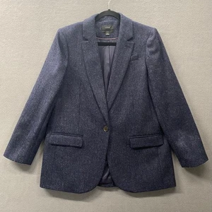 J Crew Alfie 100% Wool Blazer Womens 12 Blue Herringbone BA480 English Cloth - Picture 1 of 16