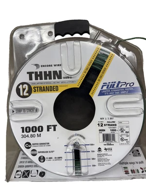 THHN #12 Wire Approx 575' Copper Stranded PullPro Green Encore Easy PULL Reel - Image 1 of 4