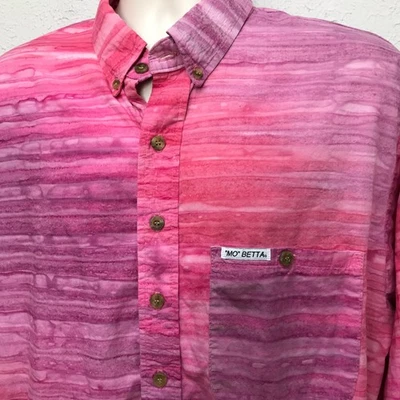 Camisa Western Mo Betta De Colección Para Hombres XL Rosa Púrpura Acuarela Algodón Botón EE. UU. Foto 1 de 4