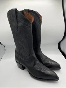 Larry Mahan 4510 Vintage geprägte schwarze Lederstiefel hergestellt in den USA Herren Größe 8 D - Bild 1 von 9