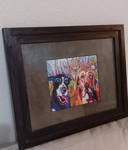 Mylette Welch Pop Culture Wall Art Framed, Matte, Signed Dogs Hound Dog 17" - Picture 1 of 10
