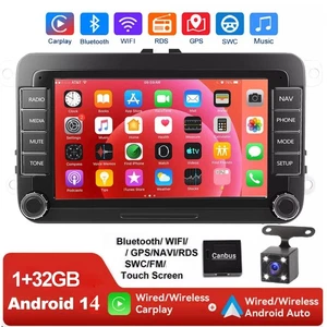 Radio de coche Android 14 Apple Carplay FM GPS Navi para VW Golf V 5 6 Passat Polo 6R - Imagen 1 de 14