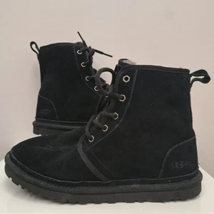 Ugg Black Suede Boots Faux Fur Lining Lace Up Size UK9 - Picture 1 of 8