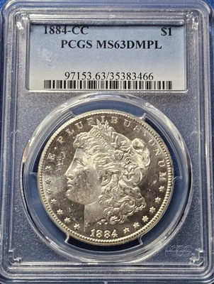 1884-CC Morgan Silver Dollar PCGS MS63DMPL. Monster! - Image 1 of 2