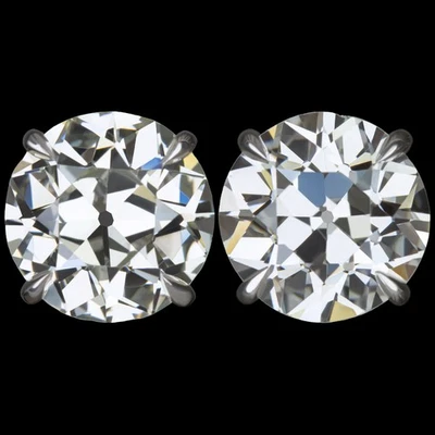 PENDIENTES ANTIGUOS DE DIAMANTES TALLA EUROPEA DE 7,30 quilates certificados por GIA J-K VS2 VINTAGE 14 k Foto 1 de 3