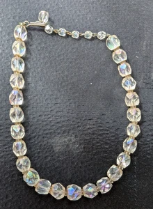 Collana Vintage Estate Cristallo Multisfaccettato Filo Singolo 12" Girocollo Vittoriano - Foto 1 di 5