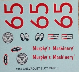 Repro 1/24 Monogram 1955 Chevrolet Slot Racer (#65) Decal Set - Picture 1 of 2