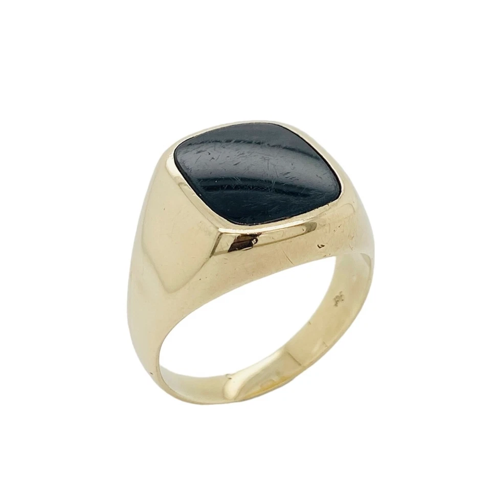 Gents 9ct Black Onyx Signet Ring 6.1 grams Size U Preloved - image 1 of 4