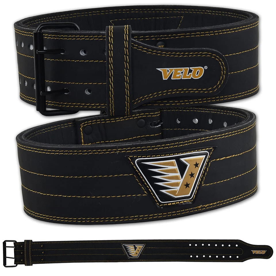 VELO - 4'' Cow Hide POWER BELT Power Weightlifting Gym Belts Gym Training Belts  - Image 1 of 1
