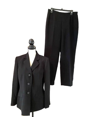 全新带标签 JONES WEAR 2 件黑色细条纹裤套装 12 码 - 零售 200.00 美元 — 第 1/4 张图片