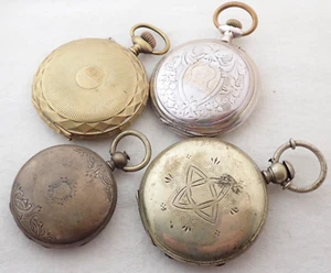 LOT OF 4 ANTIQUE SWISS HUNTER POCKET WATCHES PARTS REPAIR - Picture 1 of 5