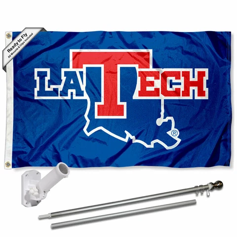 Louisiana Tech Bulldogs Flag Pole and Bracket Gift Set Package Cover