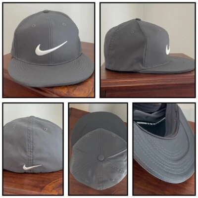 Nike Golf Flat Bill Fitted Gray Embroidered Hat Cap 727032-023 S/M Small Medium - Image 1 of 4