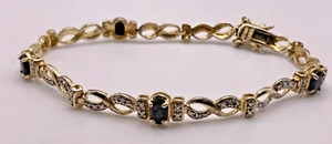 Ross Simons Sterling Silver 18k Gold Vermeil Sapphire Infinity Tennis Bracelet - Picture 1 of 8