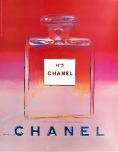 CHANEL ANDY WARHOL N5 PARFUM ORIGINAL AUF LEINEN ROT/ROSA 22 x 29 cm - Bild 1 von 6