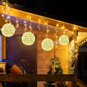 4 Pack Outdoor Balls Lights Hanging Tree Garden 7.87" Sphere with Plug in Globe - Picture 1 of 7