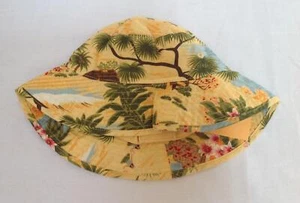 NUEVO CON ETIQUETAS De Colección Gymboree Little Keiki Amarillo Estampado Hawaiano Cubo Sombrero para el Sol Bebé 6-12 m - Imagen 1 de 3