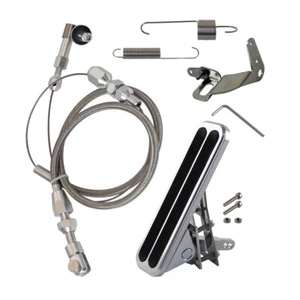 Billet Gaspedal +24" Edelstahl Gaszughalterung Federsatz Hot Rod Silber - Bild 1 von 11