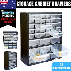 Storage Cabinet Drawers 39 Plastic Tool Box Containers Organiser Cupboard NicNac - Picture 1 of 14