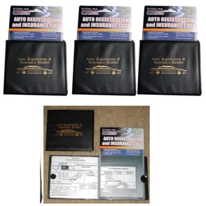 Set of 3 Auto Car Truck Registration Insurance Holder Wallet Black Case Id Card - Picture 1 of 1