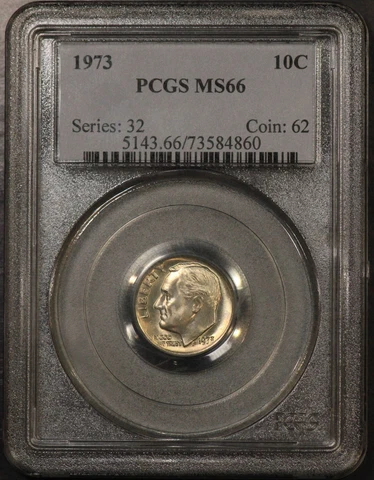 1973 (P) PCGS Dime MS66 MS-66 Cover