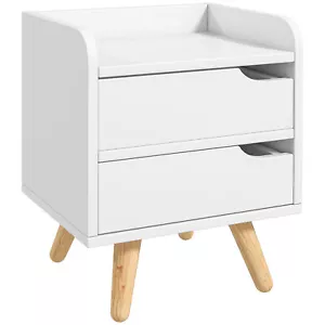 Comodino Salvaspazio Design Moderno in Legno Bianco con 2 Cassetti - Foto 1 di 10