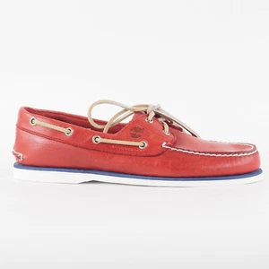 Hombres Timberland Clásico 2 Ojos 6829B Mediano Rojo Cuero Encaje Informal Barco Zapatos - Imagen 1 de 7