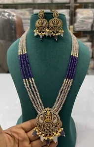 Traditional Pearl Kundan Studded Necklace Jewellery Set For Women - Picture 1 of 6