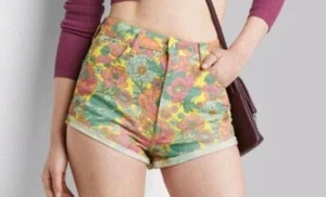 NWT Wild Fable Multicolor Denim Size 14 Shorts High Cut Cheeky Distressed Cuffed - Picture 1 of 4